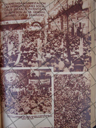 Afiche Antiguo 1939 Manifestacion Pro Avila Camacho, Oaxaca