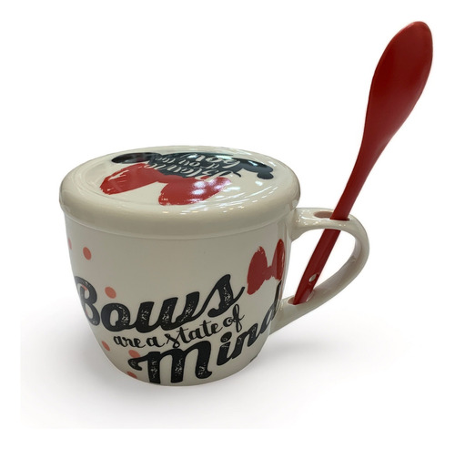 Taza Sopera Con Tapa Y Cuchara Minnie De Porcelana 650 Ml