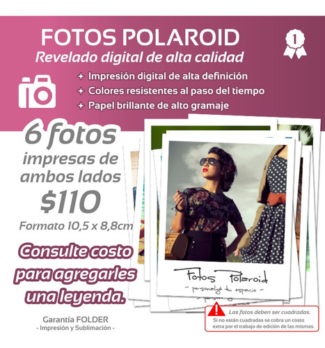 * Fotos Polaroid - Revelado Digital - 6 Fotos - Decoración *