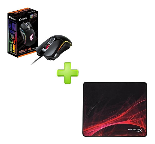 Kit Mouse Gigabyte Gamer Aorusm5 + Pad Hyperx Furypro Medium