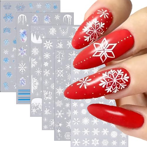 Stickers Para Nail Art Copos De Nieve 5d 6 Hojas 