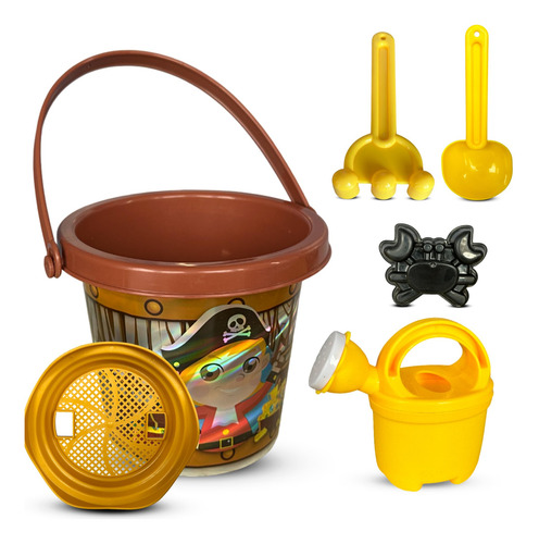 Juego 6 Juguetes Playa Caja Cubo Arena Pirata Niños 2-4 Años