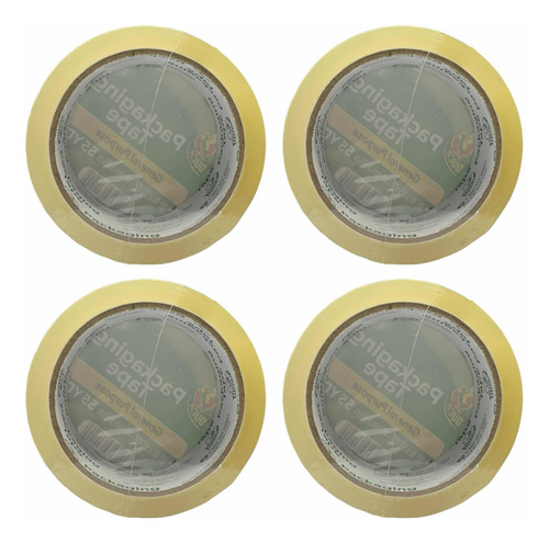 Pack 4x Cinta Transparente Duck Packing Tape Pro 48mm X 50m