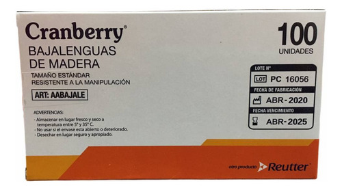 Bajalenguas De Madera Cranberry 100 Und