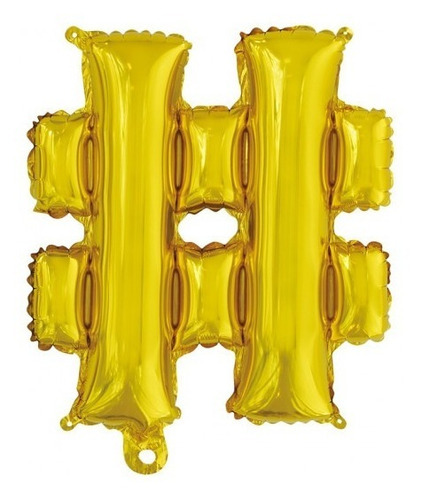 Balão Metalizado Hashtag Dourado 16 Polegadas 
