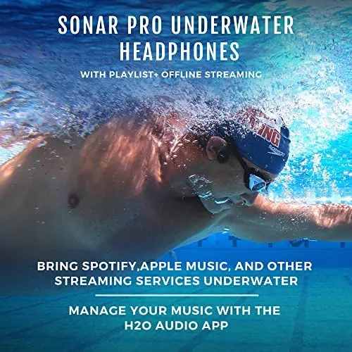  H2O Audio Sonar IPX8 - Auriculares Bluetooth de conducción ósea  con reproductor de MP3 - Auriculares inalámbricos y abiertos impermeables  para natación, actividades subacuáticas, deportes, entrenamientos :  Electrónica