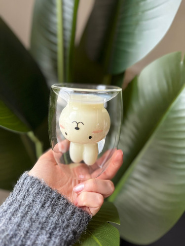 Taza Doble Vidrio Vaso Doble Pared Vidrio Cafe Caliente Frio Transparente Bunny Cup