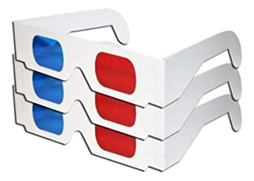 3 Gafas Estereo 3d Unisex Azules Y Rojas Plegables De Carton