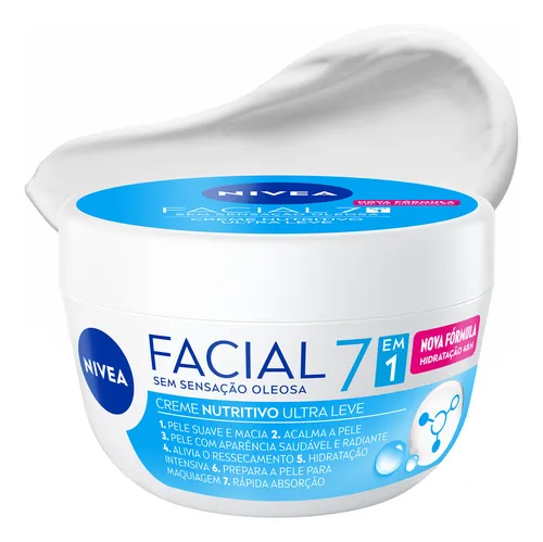 NIVEA Creme Facial Nutritivo Ultraleve 7 em 1 100g, BBB 26, Pele Suave e Macia, Acalma, Alivia Ressecamento, Hidratação 48h, Aminoácidos, Cuidado Facial