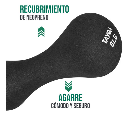 Set 3 Pares De Mancuernas De Neopreno 3,5,8lb Con Base Tayga Color Negro