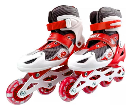 Patines Roller Línea Juveniles Ajustable Rojo M