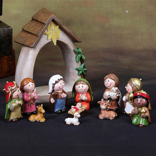 Juego De 12 Uds. De Escena De La Natividad, Escultura Del