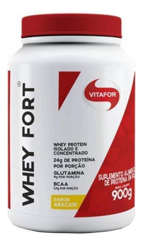 Suplemento em pó Vitafor  Whey Fort proteína Whey Fort sabor  abacaxi em pote de 900g