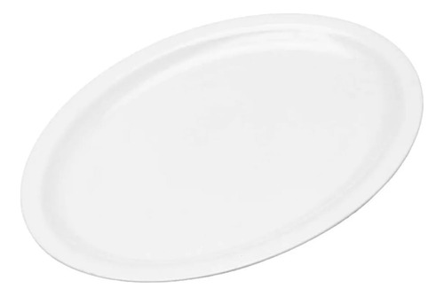 10 Platos Tampiqueños Melamina 30cm Ovalado Plano Blanco