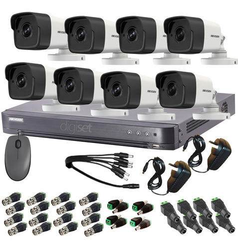 Kit Seguridad Hikvision Dvr 8ch 8 Camaras Exterior Conector