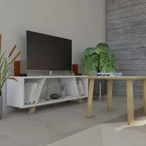 Comprar Mueble Tv Lcd Smart Rack Nordico + Mesa Ratona Minimalista 