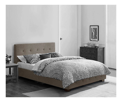 Muebles Recámara Nick Individual Lino Gris Cama Mueble