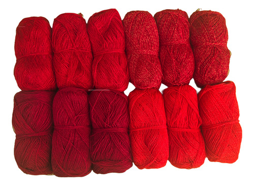 12 Piezas De Hilo Cristal Para Bordar O Tejer De 38-40g C/u Tonos Rojos