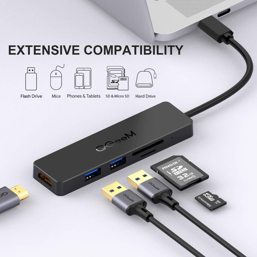Imagen 2 de 7 de Hub Usb-c - 2 Port Usb 3.0 - Hdmi 4k 30hz Lector Sd/microsd