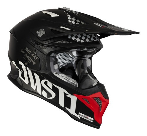 Capacete Motocross Just1 J39 Rock Black/red/white Cor Preto Tamanho do capacete 58/M