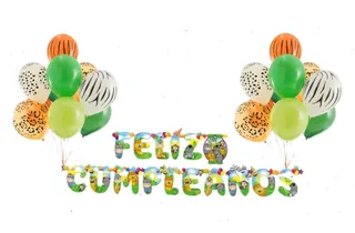 Kit Fiesta Infantil Decoración Animales Selva Safari +regalo