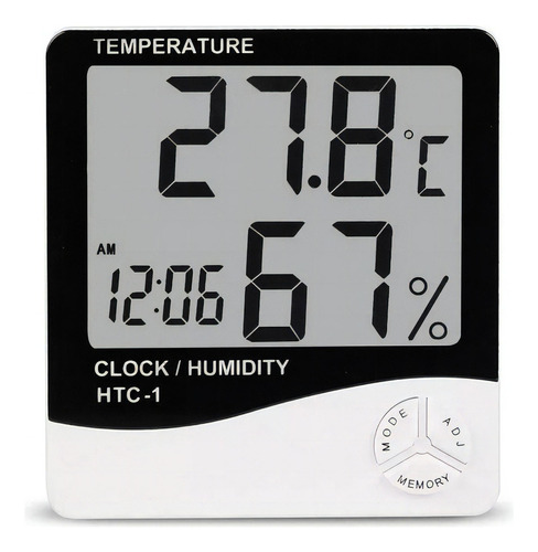 Termómetro Higrómetro Ambiental Reloj Alarma Htc-1