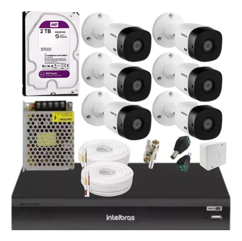 Kit Intelbras 6 Vhl 1220b, Dvr Imhdx 3008 Full Hd C/hd 2tb