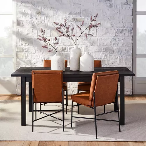 Mesa de comedor madera oscura/negro 70 x 70 cm BRAVO 