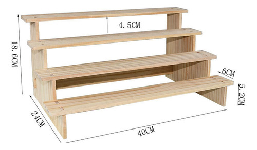 Estante De Exhibición De Madera, Estante 4 Capas 40cm