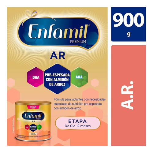 Imagen 1 de 1 de Leche de fórmula en polvo Mead Johnson Enfamil A.R. Premium en lata de 900g - 0 a 12 meses
