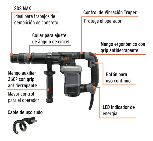 Martillo Demoledor Sds Max 6kg, 14j, 1200w, Truper Expert
