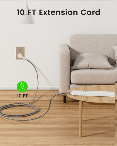 LENCENT Multicontacto Regleta Eléctrica con Protección Contra Sobretensión 1050J,6 Salidas, 3 USB y 1 Tipo C,45° Enchufe Plano Extensión Pared para Hogar Oficina Dorm