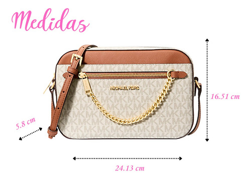 Bolsa Michael Kors Original Crossbody Jet Set Logo Vainilla