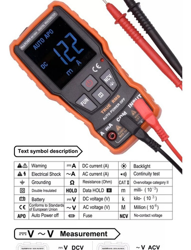 Imagen 2 de 10 de Tester Multimetro Digital Inteligente Detector Voltage Ncv