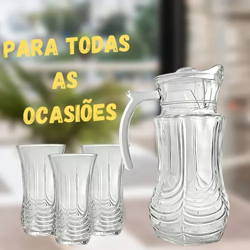 Jogo De Jarra 1,8L Com 6 Copos 250ml Em Vidro Para Água Suco - Suas Compras  Shop solução completa para sua casa.