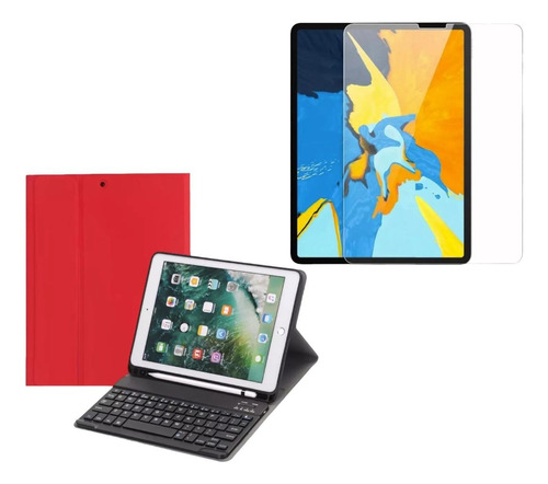 Estuche Forro Teclado Para iPad Con Espacio Pencil + Vidrio