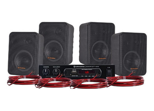 Kit Som Ambiente Amplificado 400w Ambience 4000 4 Caixas