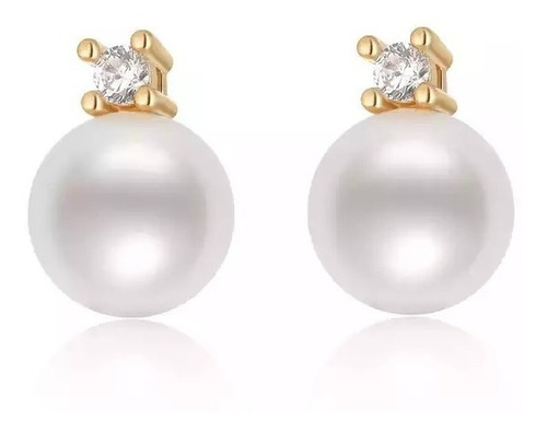 Aros Clásico Oro 14k Perlas Cultivadas Zircón /canale Donna 