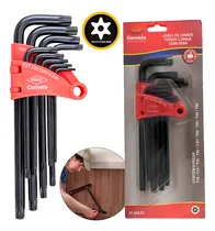 Comprar Jogo Kit De Chave Torx Tipo L 9 Peças Com Furo Profissional