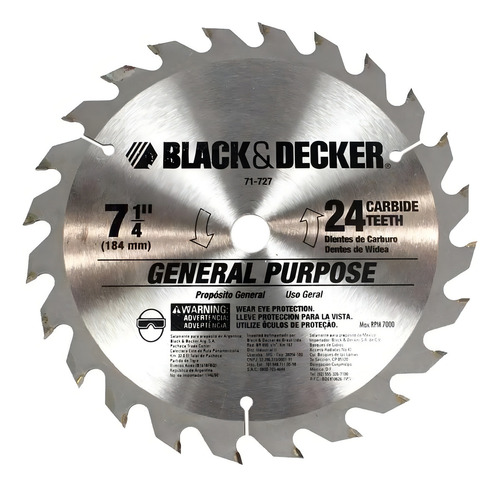 Disco Wídea de 24 dientes, 7 1/4 pulgadas, 71-727 Black + Decker