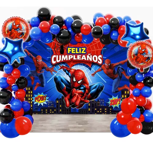 Decoración Fiesta Spiderman - Arco De Globos Spiderman +lona