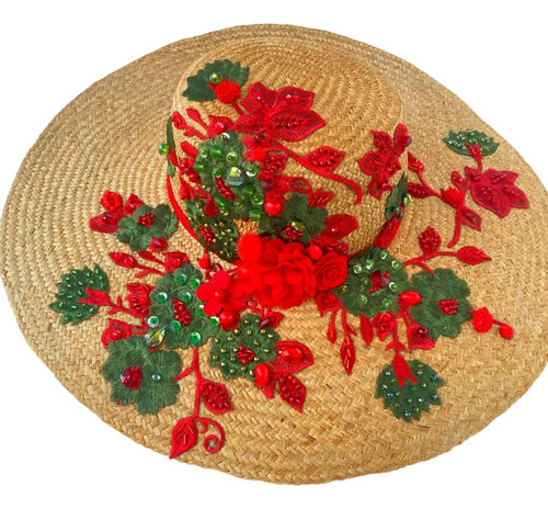 Sombrero De Playa Bordado Con Flores