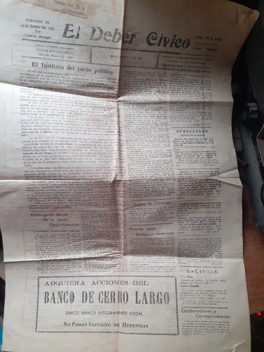 Antigua Publicación : El Deber Cívico - Agosto 1963