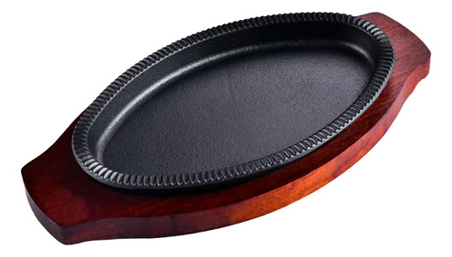 Plato De Carne De Hierro Fundido Con Base De Madera Para [u]