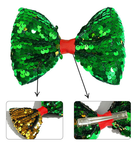 Yxiang Navidad 5 Pulgadas Sparkle Glitter Bows Clips Para Ni
