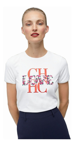 Camiseta De Algodon Carolina Herrera Ch Mujer
