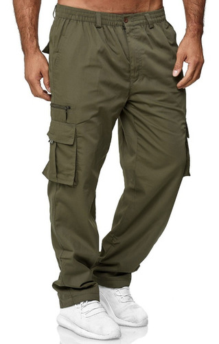 Pantalones Cargo Con Bolsillos Para Hombre