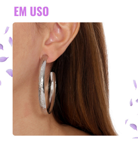 Brinco Argola Grande Gabs Folheados Aço Inox 6cm