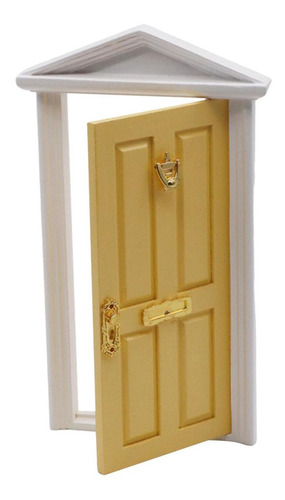 1:12 Puerta Multiusos De Madera Para Casas De Amarillo