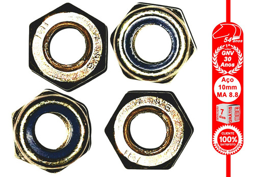 Imagem 3 de 6 de Porca Sextavada 10 Mm Auto-travante Nylon Ma 8.8 Chave 16mm